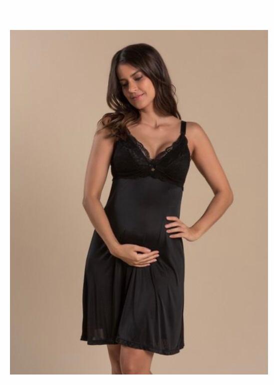 Camisola de Noite  Preta - Amamentação